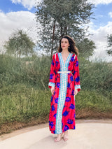 V Neck Kaftan - Light Blue Bead Lace