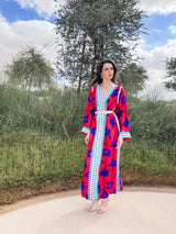 V Neck Kaftan - Light Blue Bead Lace