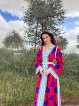 V Neck Kaftan - Light Blue Bead Lace