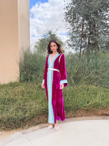 V Neck Kaftan With Silver Moroccan Lace