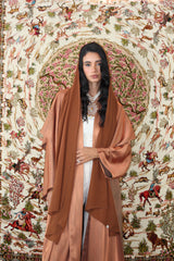 Bisht cut Abaya in copper brown Silk