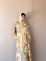 Round Neck Abaya -Tie Rope on Front - Lime Green