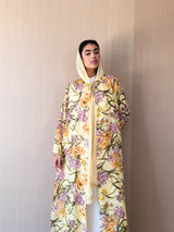 Round Neck Abaya -Tie Rope on Front - Lime Green