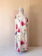 V Neck Abaya - Lace on Front and Sleeve