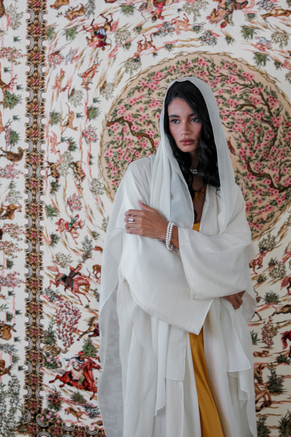 Bisht Cut Abaya in Off-White