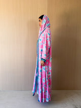 V Neck Abaya - Toor Lace on Front and Sleeves Purple