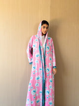 V Neck Abaya - Toor Lace on Front and Sleeves Purple