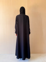 Round Neck Abaya With Tie Rope on Front