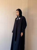 Round Neck Abaya With Tie Rope on Front