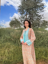 Light Blue Bead Lace Flower Printed Mixed Colour