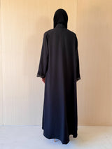 Zainah Circle Black Abaya - Black Coded Lace