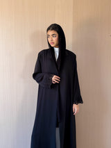 Zainah Circle Black Abaya - Black Coded Lace