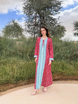 Round v Neck Kaftan - Tie Rope on Front