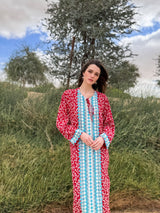 Round v Neck Kaftan - Tie Rope on Front