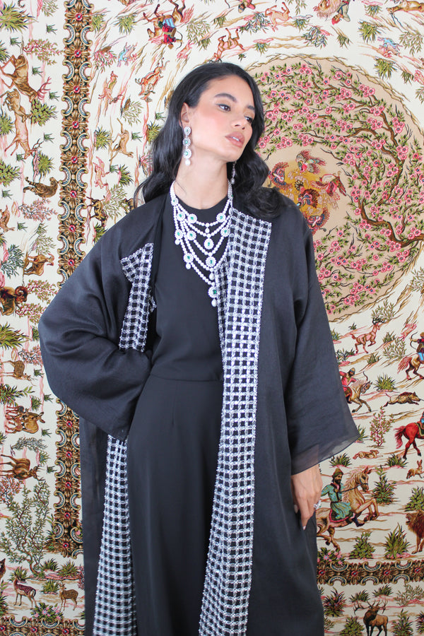 Halter Neck Bish Cut Abaya in Black