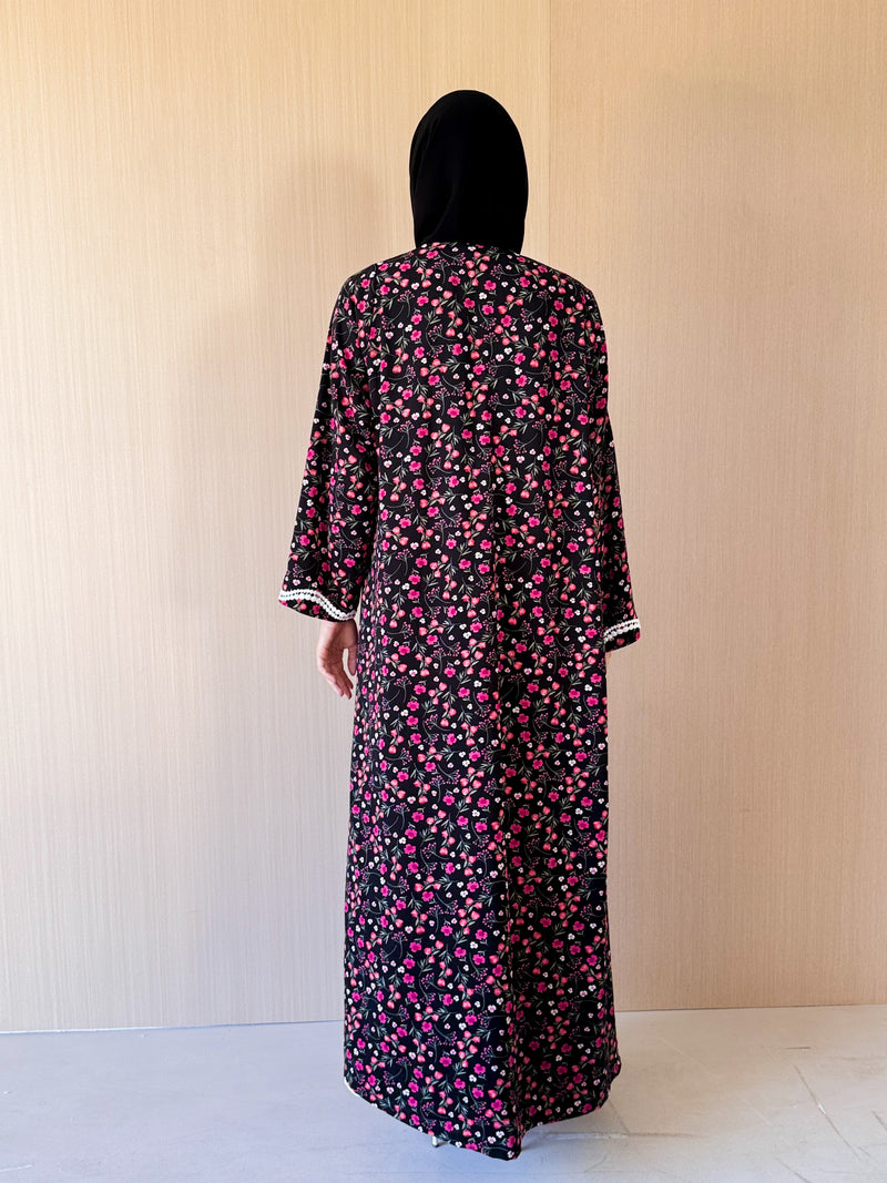 Zainah Cut Abaya - Two Curvy Line Crochet Lace