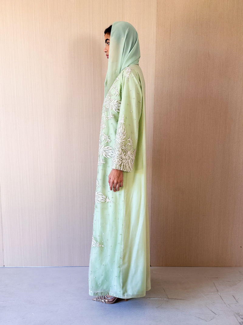 V Neck Abaya - Full Lace on Front and Sleeves