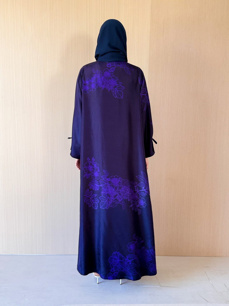 V Neck Abaya With Tie Rope on Front and Sleeves