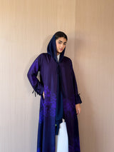 V Neck Abaya With Tie Rope on Front and Sleeves