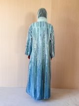 V Neck Straight Cut Abaya Light Blue Sequin