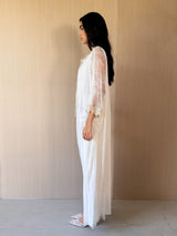 Round v Neck Kaftan - Gold Bead Lace