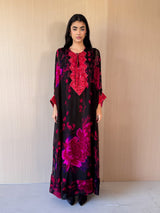 Round v Neck Free Size Kaftan - New Red Bead Lace