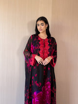 Round v Neck Free Size Kaftan - New Red Bead Lace