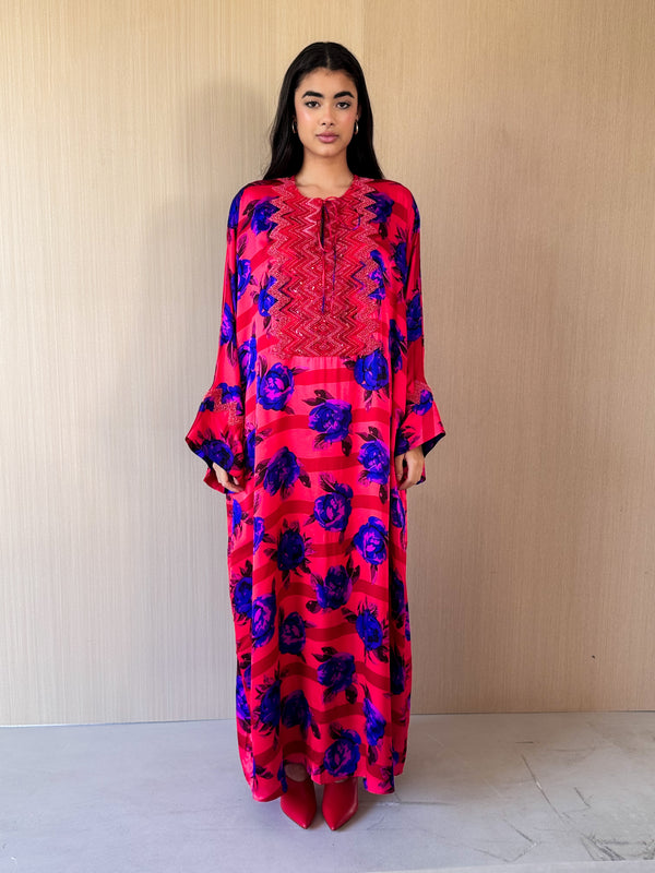 Round v Neck Bish Cut Kaftan With Tie Rope