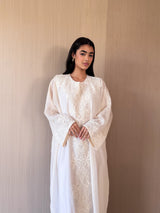 Round v Neck Free Size Kaftan - Off White Bead Lace