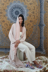Peach Floral beads Abaya