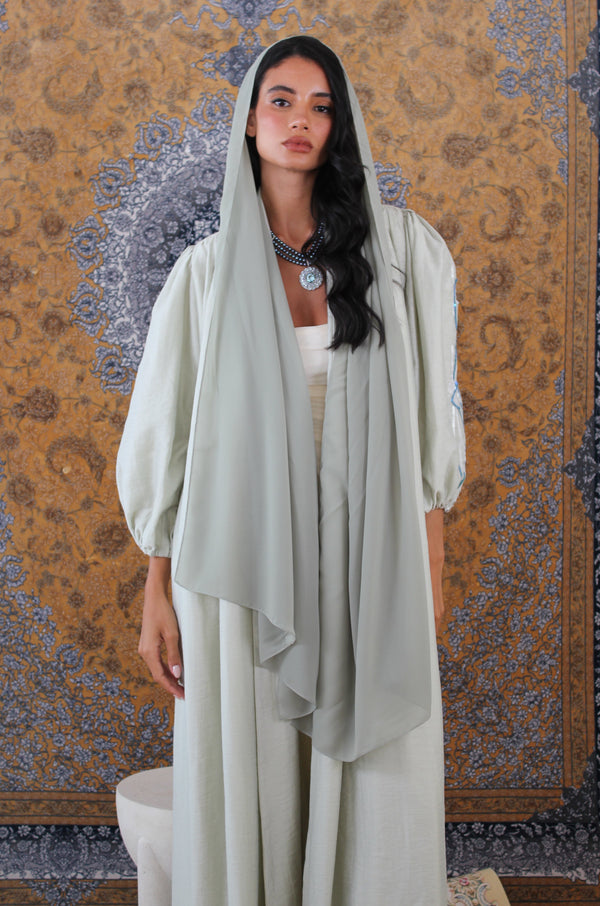 Pistachio Shoulder pad Abaya