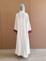 Straight Cut Abaya - Purple Curvy Lace on Front and Sleeve