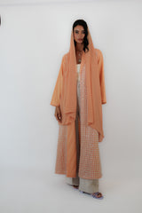 Zainah Cut Abaya With Peach Pearls Box Lace