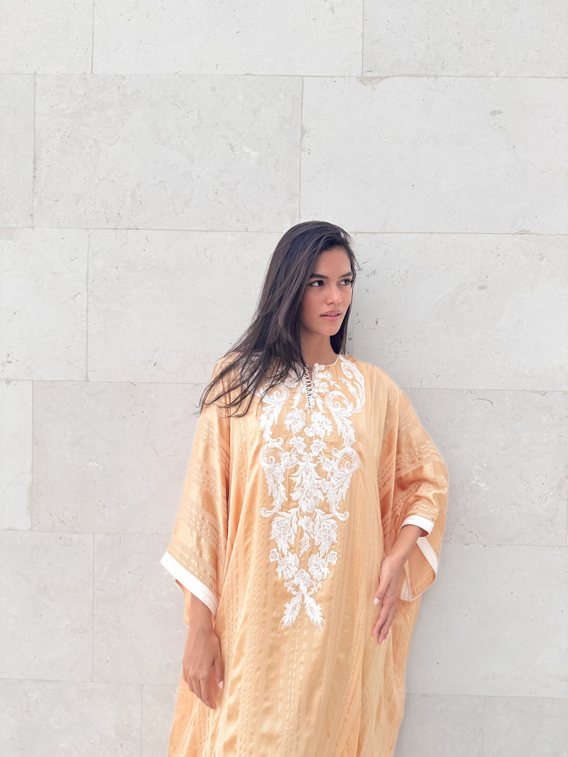 Round Neck Kaftan With Small Buttons