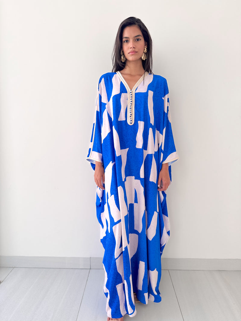 V Neck Kaftan With Moroccan Lace Plus Buttons