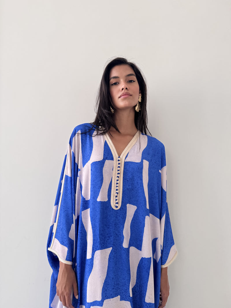 V Neck Kaftan With Moroccan Lace Plus Buttons
