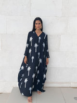 V Neck Kaftan With Broad Moroccan Lace and Buttons