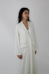 Notched Color Abaya in White Twill