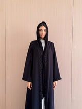 V Neck Abaya Semi circle Bead Work on Border and Sleeves