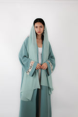 Mint Green Abaya with Lace Details