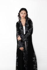 Black Floral lace Abaya