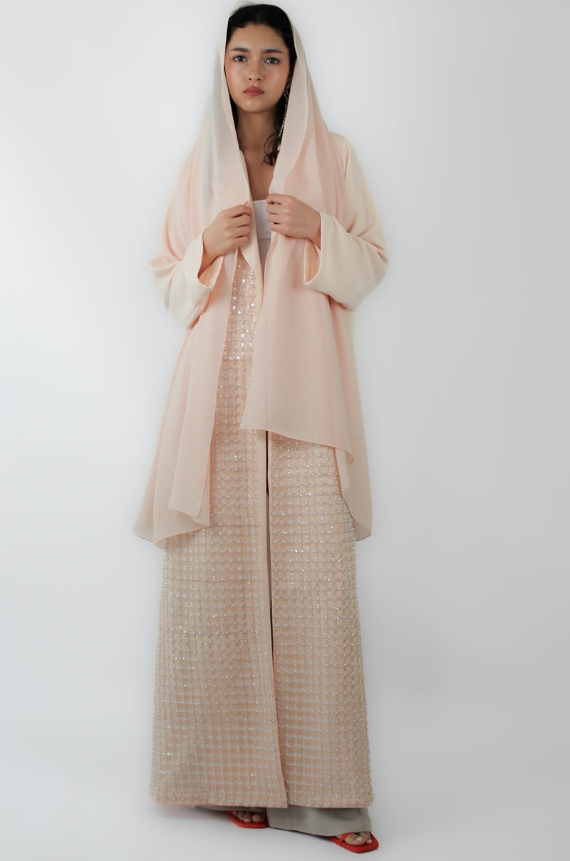 Peach Box Pearl Lace Abaya
