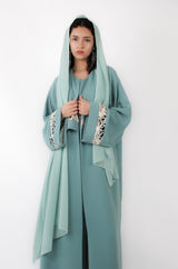 Mint Green Abaya with Lace Details