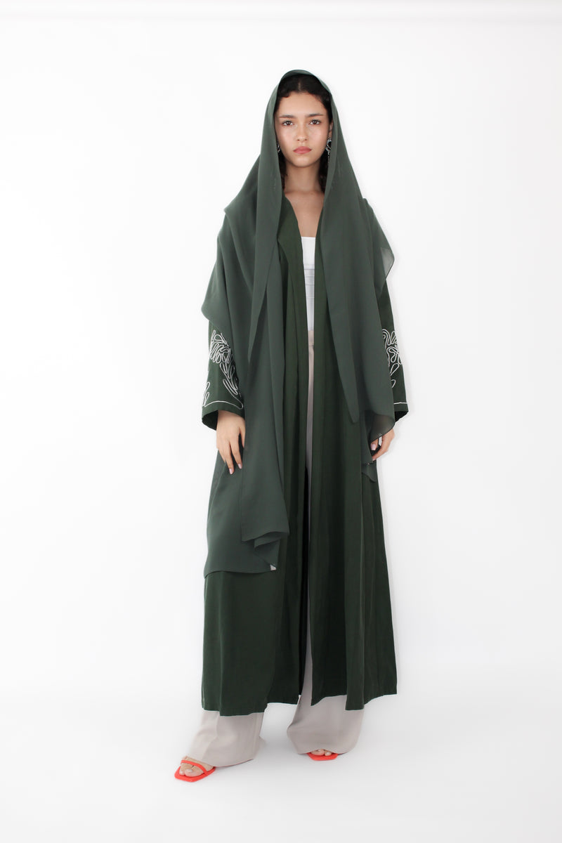 Green Zainah cut Abaya