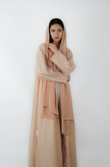 Peach Box Pearl Lace Abaya
