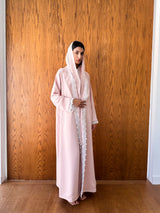 Notch Double Press collar abaya with pocket