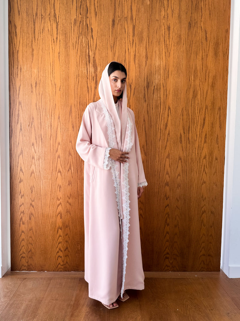 Notch Double Press collar abaya with pocket