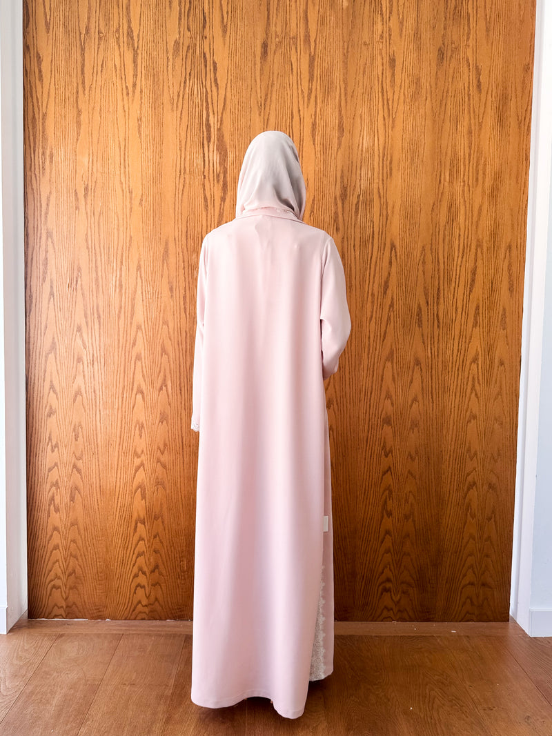 Notch Double Press collar abaya with pocket