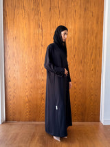 V High Neck Overlap Abaya - Buttons With Tussels