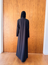 V High Neck Overlap Abaya - Buttons With Tussels
